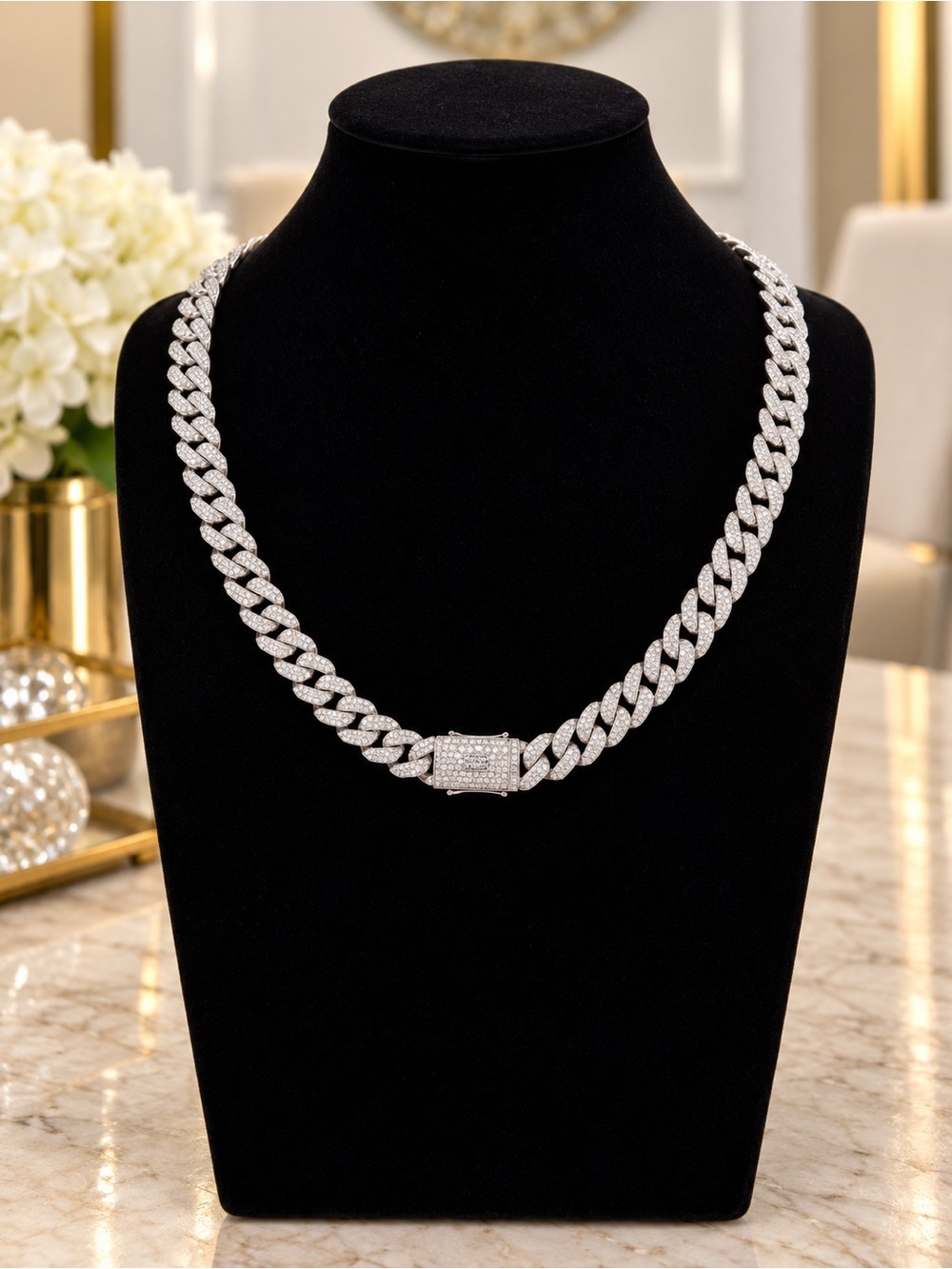 14k gold plated Pavé Cuban Link Necklace